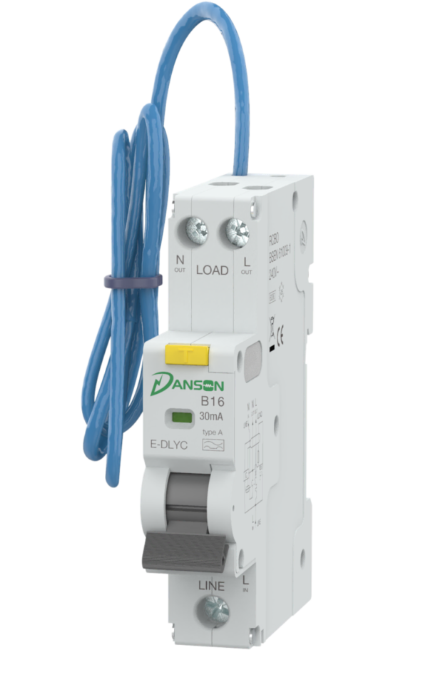 Danson E-DLYC2116 16A, Compact Single Pole 6kA RCBO, B Curve 30mA A Type