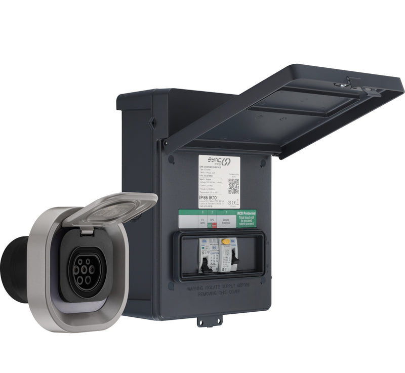 BG EVLR7MS-01 Link Recessed Socket EV Silver Charger 7.4kW 32A with Metal Control Box & Wi-Fi Connection