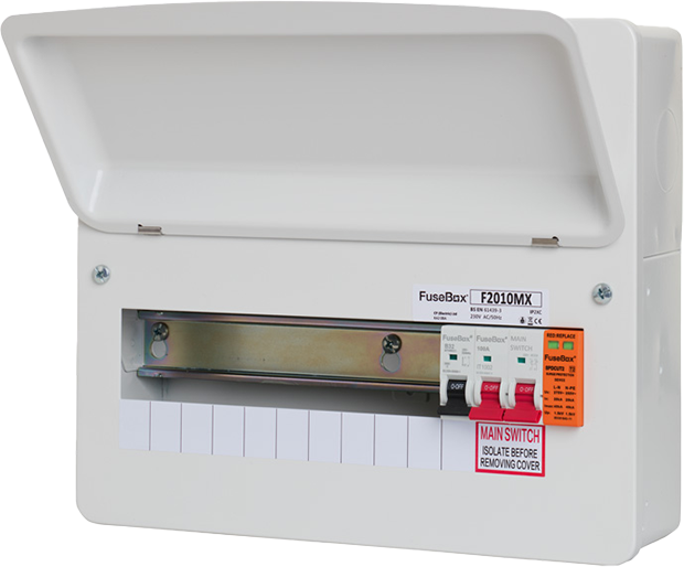 Fusebox F2010MX 10-way Consumer Unit with 100A Isolator + T2 SPD & Tail Clamp