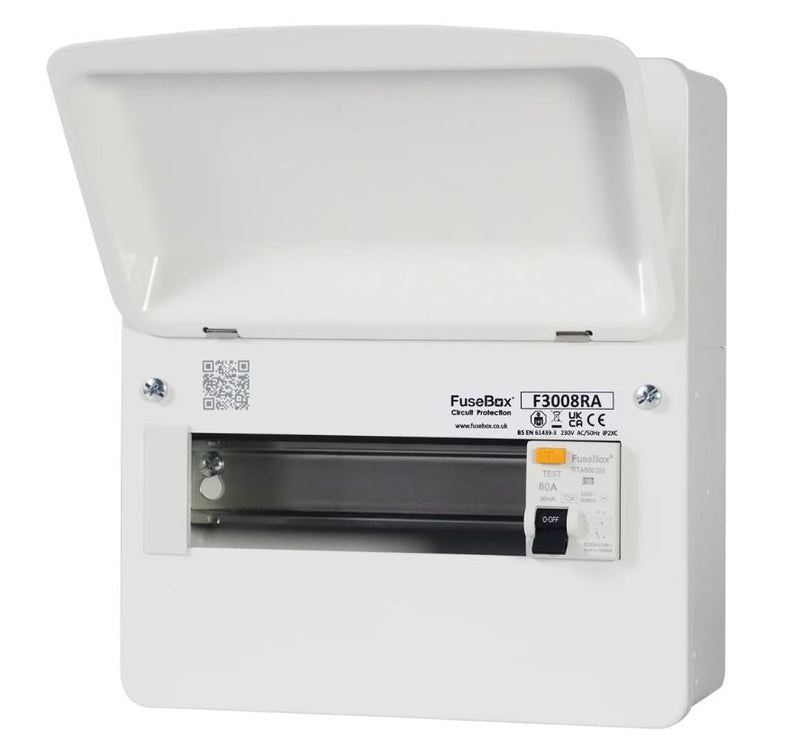 Fusebox F3008RA 8 Way, 80A RCD Consumer Unit (30mA,Type A) (Replacement of F2007RA)
