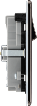 BG FBN22UAC22B Screwless Flatplate Black Nickel Double Switched Single Pole Socket with USB A+C (22W)