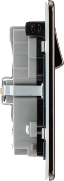BG FBN22UAC45B Screwless Flatplate Black Nickel Double Switched Single Pole Socket with USB A+C (45W)