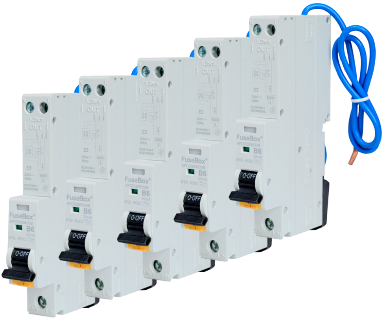 5 B-Type Fusebox AFDD Bundle, 2-Pole, 30mA Combined AFDD + RCBO