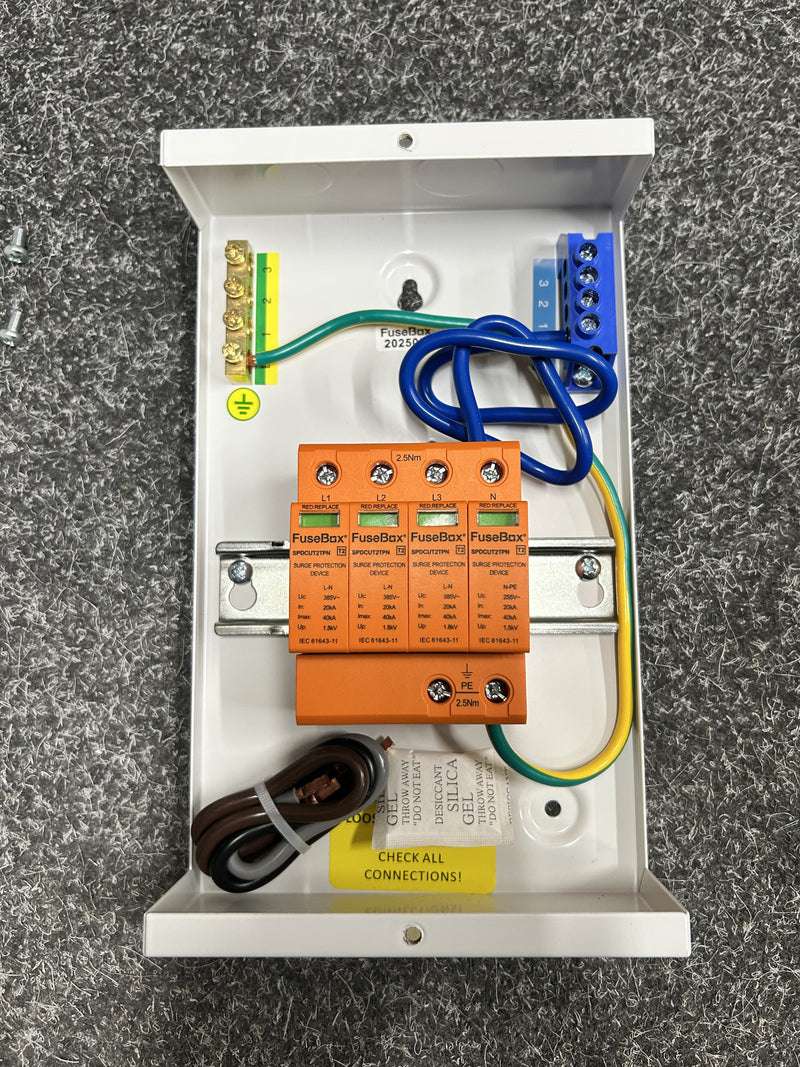 Fusebox SPDTPNT2E Three Phase T2 SPD 3P+NPE in Metal Enclosure (No MCB)