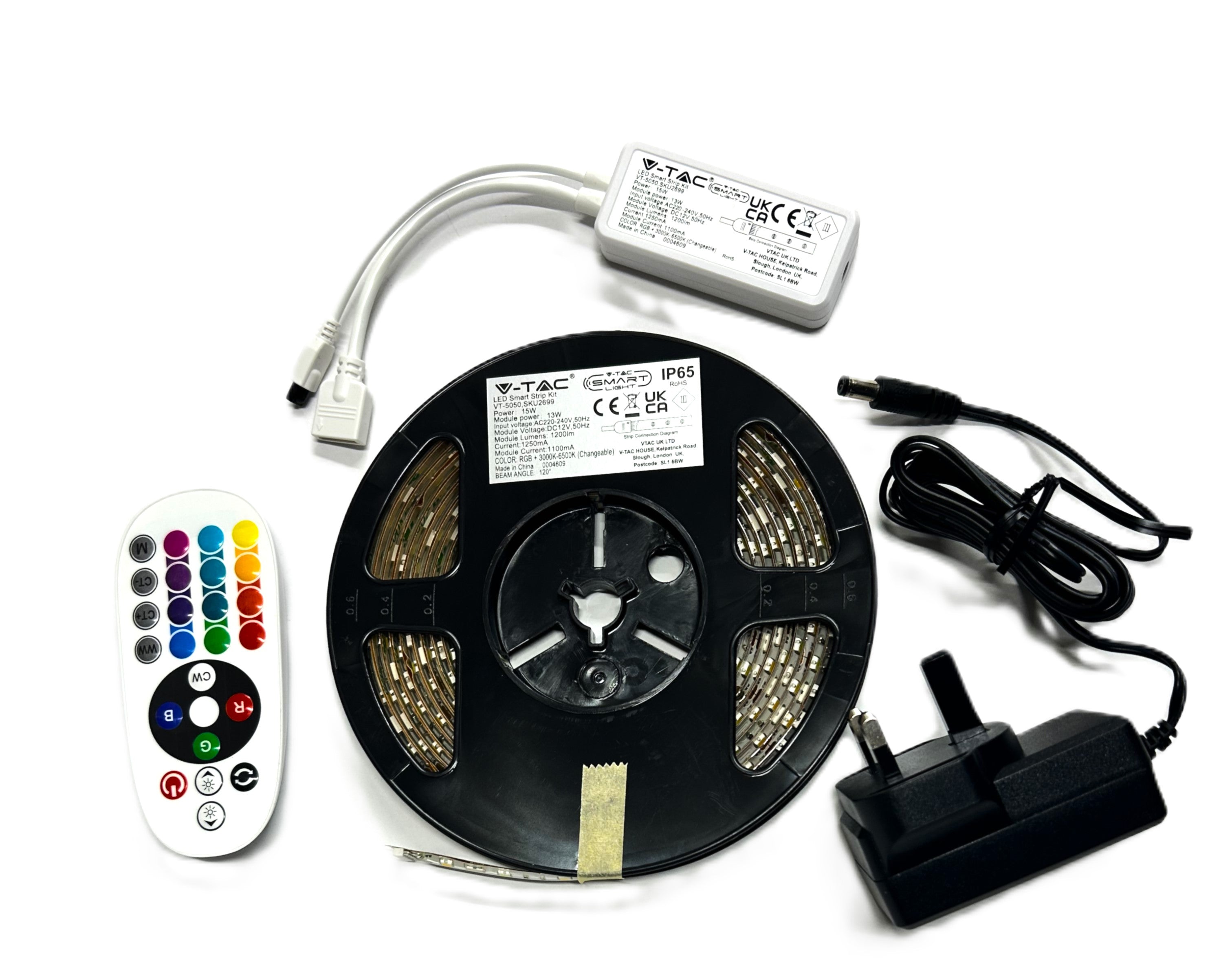 V-Tac VT-5050 Complete 5-Meter RGB+3IN1 Smart LED Strip Kit works w. A