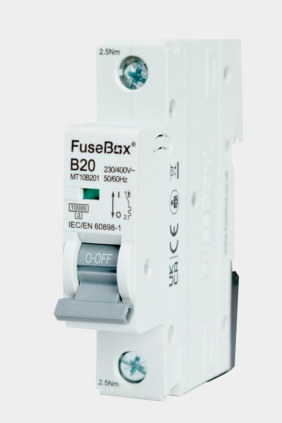 Fusebox MT10B201 3 Phase, MCB, Single Pole 20A 10kA,Curve B