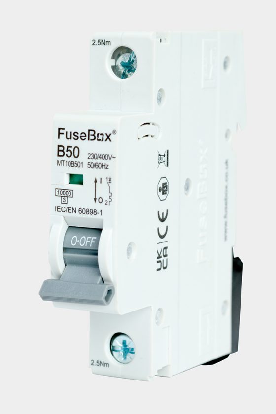 Fusebox MT10B501 3 Phase, MCB, Single Pole 50A 10kA,Curve B