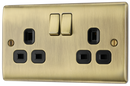 BG NAB22B Nexus Metal Antique Brass Double Socket w/ Black Inserts