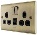 BG NAB22UAC12B Nexus Metal Antique Brass Double Switched Socket, with USB A + C (12W)