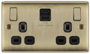 BG NAB22UAC22B Nexus Metal Antique Brass Double switched single pole, with USB A + C (22W)