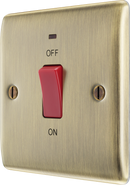 BG NAB74 Nexus Metal Antique Brass 45A, double pole, single plate, with indicator