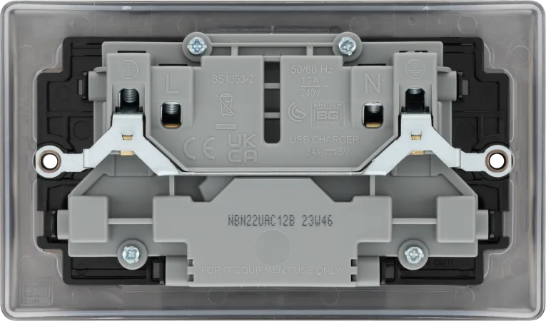 BG NBN22UAC12B Double switched single pole, with USB A + C (12W)