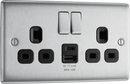 BG NBS22UAC12B Double switched single pole, with USB A + C (12W)