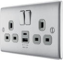 BG NBS22UAC12G Double switched single pole, with USB A + C (12W)
