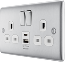 BG NBS22UAC12W Double switched single pole, with USB A + C (12W)