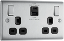 BG NBS22UAC22B Double switched single pole, with USB A + C (22W)