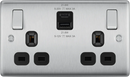 BG NBS22UAC22B Double switched single pole, with USB A + C (22W)