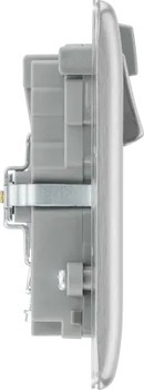 BG NBS22UWRG 13A Brushed Steel Double Socket with WiFi Range Extender & USB (Grey Insert)