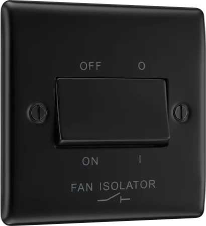 BG NFB15 Nexus Metal Matt Black Triple Pole Fan Isolator Switch, 10A