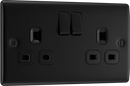 BG NFB22B Nexus Metal Matt Black Double Switched 13A Power Socket
