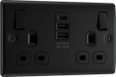 BG NFB22UAAC15B Double Switched Single pole Socket, with 2 x USB A and 1 x USB C (15W)