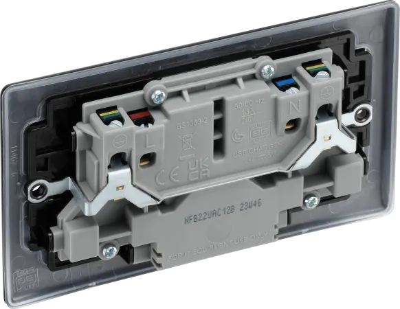BG NFB22UAC12B Double switched single pole, with USB A + C (12W)