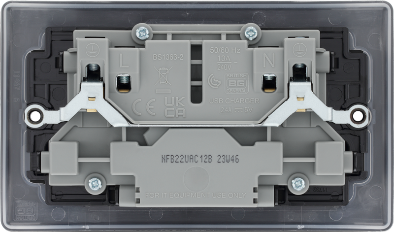 BG NFB22UAC12B Double switched single pole, with USB A + C (12W)