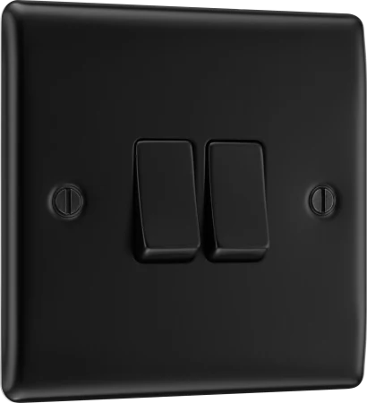 BG NFB42 Nexus Metal Matt Black Double Switch, 10Ax 2 Way