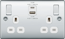 BG NPC22UAC22W Double switched single pole, with USB A + C (22W)