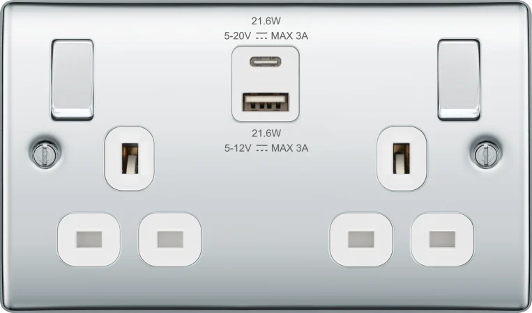 BG NPC22UAC22W Double switched single pole, with USB A + C (22W)