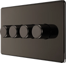 BG FBN84 Screwless Flatplate Black Nickel Intelligent  400W 4-Gang Dimmer Switch, 2-Way Push On-Off