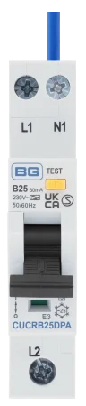 BG CUCRB25DPA 25A B Curve Type A Double Pole Bidirectional RCBO