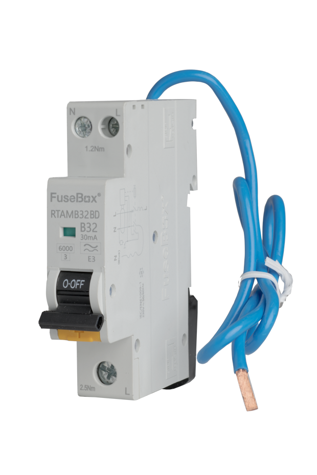 Fusebox RTAMB32BD Bi-Directional MINI 32A B RCBO 1P+N (sw) 30mA 6kA