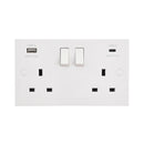 Saxby SE425 Square Edge 13A 2G DP Switched Socket with 15.5W USB A+C