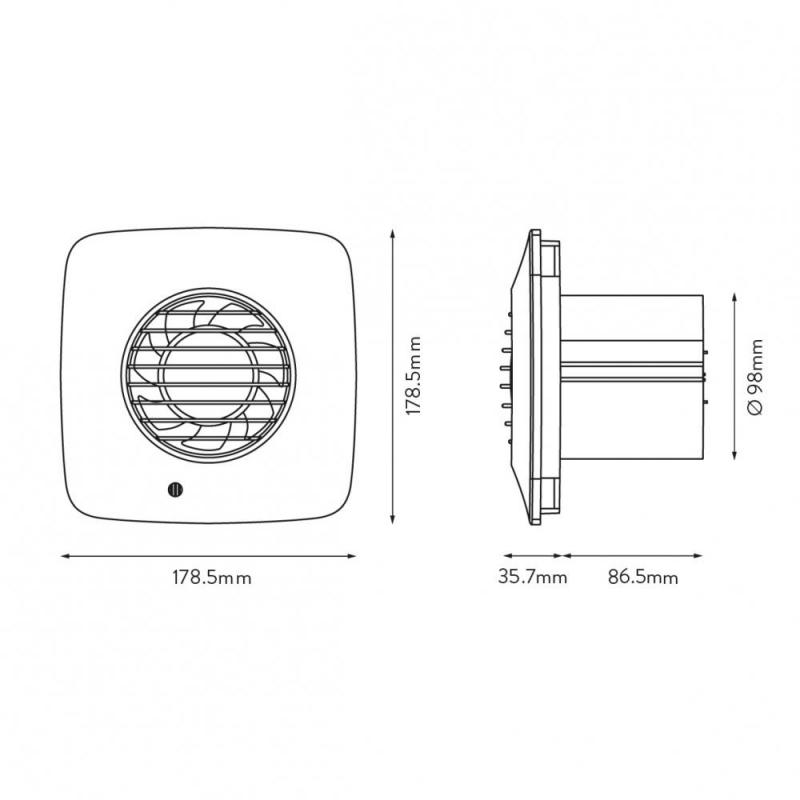 Xpelair DX100-HTS 100mm Simply Silent Bathroom Extractor Fan (Humidistat and Timer Model)