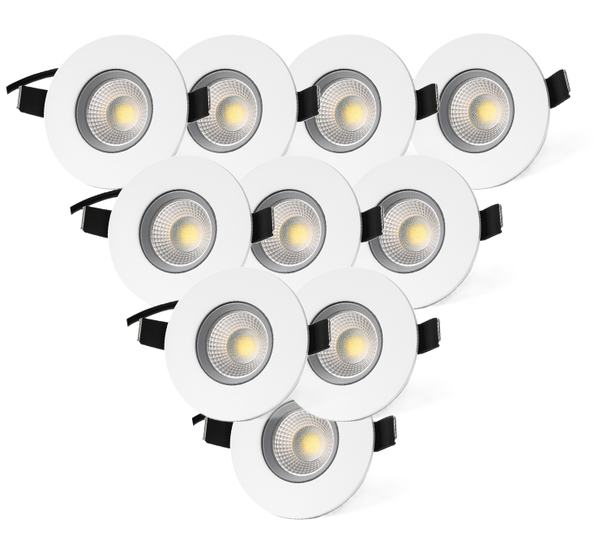 Ansell Prism Pro CCT LED Downlight – Fire Rated, IP65 Waterproof, Dual Wattage – White (10 Pack, APRIP/1/MP1)