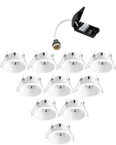 PACK OF 10 - Saxby 80247 Speculo Anti-Glare LED Downlight IP65 50W  Matt White Finish, Waterproof & Energy Efficient