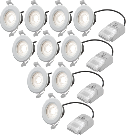 Knightsbridge MLA CYRFS10 CyroLED Fixed - Pack of 10 - Fire Rated IP65 Downlight with 2 x Wattage and 4 x CCT