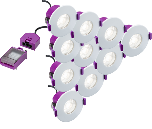 Pack of 50 Knightsbridge MLA SPKEVF SpektroLED Evo Fixed - Fire Rated IP65 Downlight with 2 x Wattage and 4 x CCT