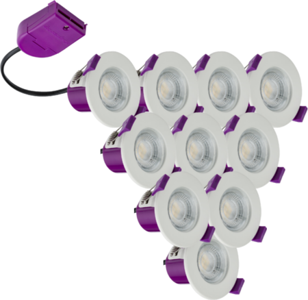 Pack of 10 Knightsbridge MLA CFR5CCT 230V IP65 5W Fire-Rated CCT LED Downlight