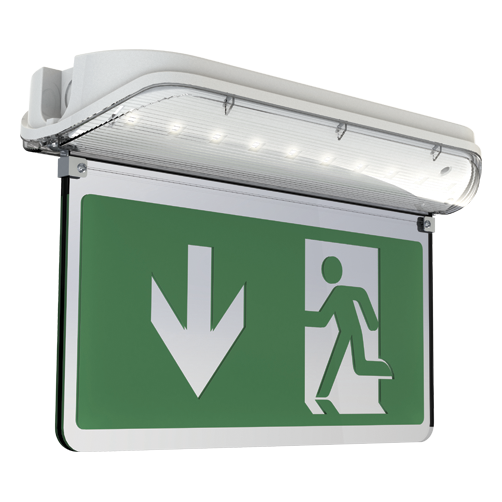 Ansell AHARLED/3M/ST Harrier IP65 Blade Exit Sign Maintained / Non-Maintained White