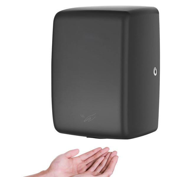 EccoDri High Speed Automatic Hand Dryer - Compact Hand Dryer - Matt Black Stainless Steel, Low Noise, Hygienic Sponge Filter, LED Indicator