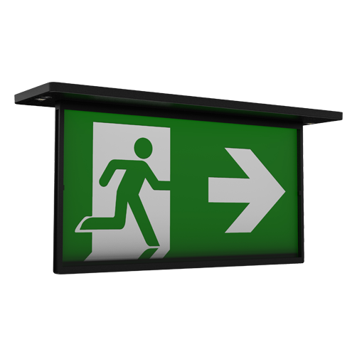 Ansell ARAZLED/LI/3M/DA/B Razzo Lithium Recessed Exit Sign Black – Maintained & Non-Maintained Options, 3M Run, Reliable Emergency Lighting