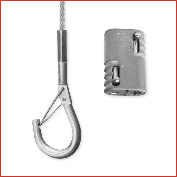 Mixed CW3-HOOK5 Snap Hook Fast Hang Kit 5m Drop (2mm wire) with Snap Hook + Wire Grip, pack of 5