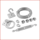 Mixed CWKIT10 1 x 10M Cat Wire (3mm), 4 x Wire Grips, 2 x Wire Thimbles, Strainer, Ring on Plate & Hook on Plate