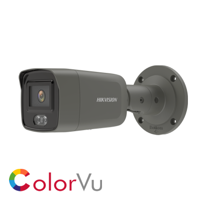 Hikvision DS-2CD2047G2-LU(2.8mm)(C)(GREY) 4MP AcuSense & ColorVu external bullet, 2.8mm lens, 
IP67, H.265+, DC12V & PoE, WDR, built in microphone