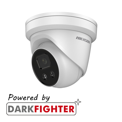 Hikvision DS-2CD2386G2-ISU/SL(2.8mm)(C) 8MP AcuSense external turret, 2.8mm lens, IP66, H.265+, 
DC12V & PoE, WDR, 30m IR, built in microphone, 
built in speaker and alarm,  Active strobe light
and audio alarm to warn intruders off