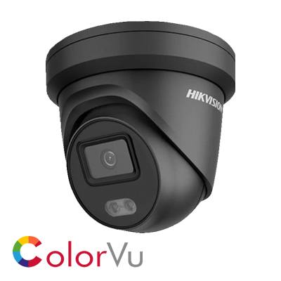 Hikvision DS-2CD2347G2-LU(2.8MM)/BLACK(C)4MP AcuSense & ColorVu external turret, 2.8mm lens, IP67, H.265+, DC12V & PoE, WDR, built in microphone