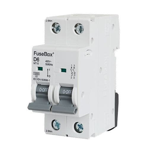 Fusebox MT10D062 3 Phase, MCB, Double Pole 6A 10kA,Curve D