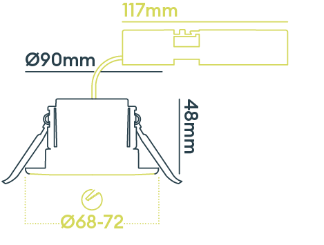 Collingwood DLT551500B H2 Lite CSP Dual Wattage (4-6W), Colour Changing (CCT), Waterproof (IP65) Downlight Suitable for Bathrooms